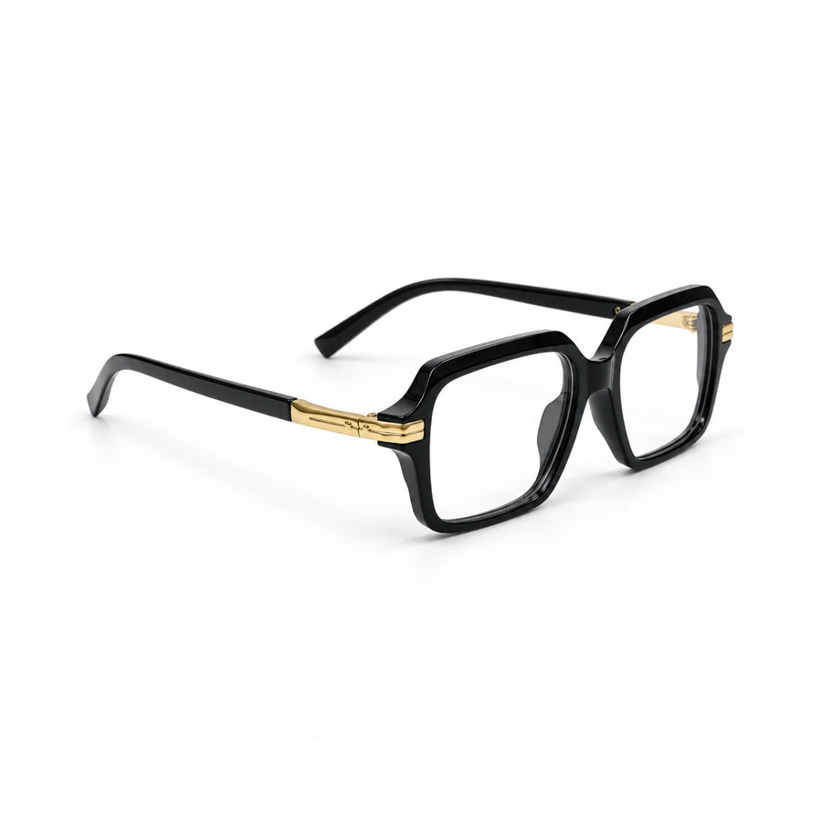 VERLIN 6115 Black Gold square frame, angled view