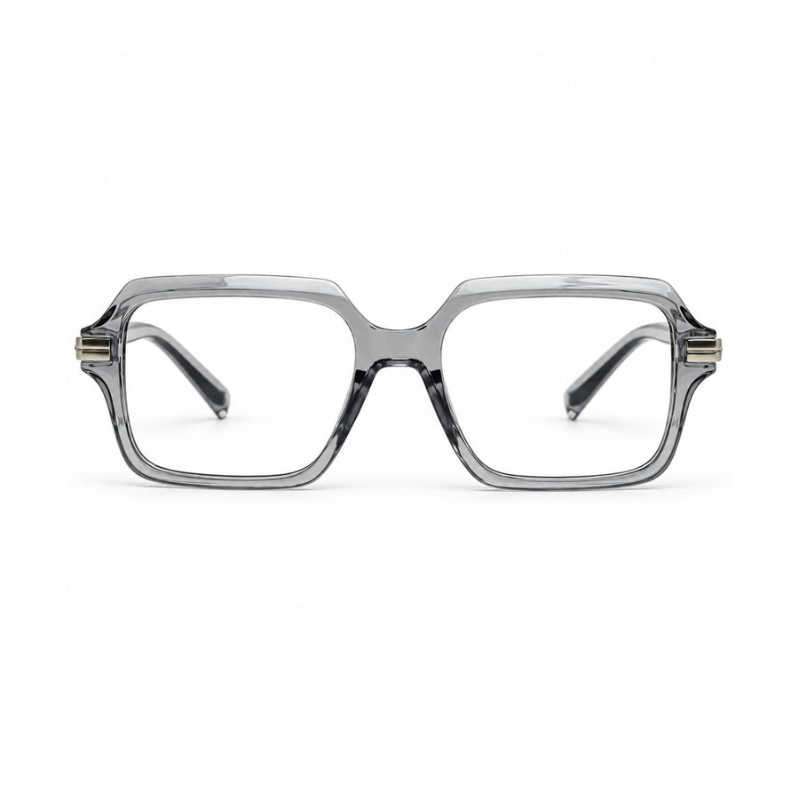 VERLIN 6115 Grey Crystal square optical frame, front view, 53-18-143 mm