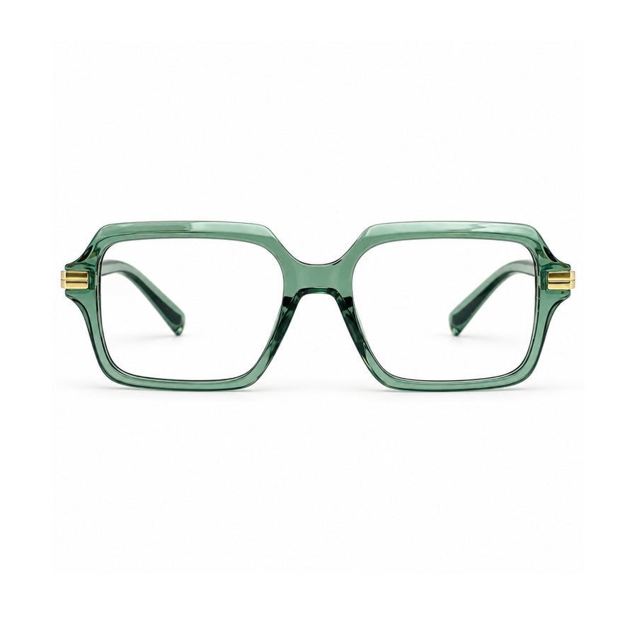 VERLIN 6115 Sage Green square optical frame, front view, 53-18-143 mm
