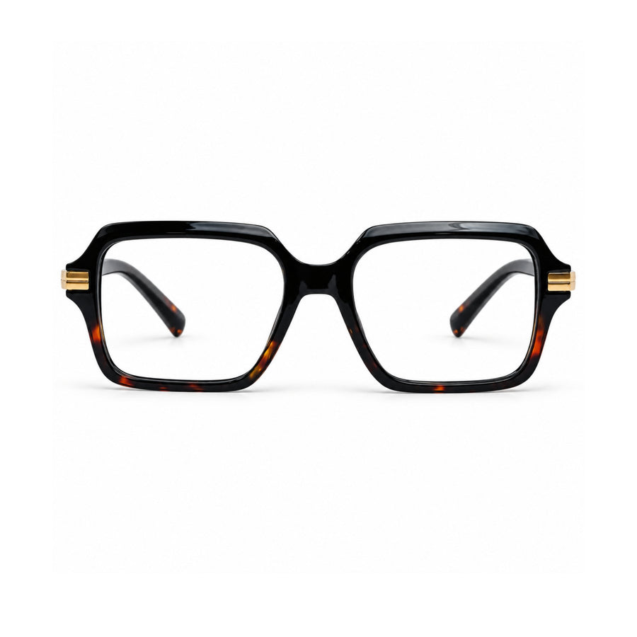 VERLIN 6115 Tortoise Gold square optical frame, front view, 53-18-143 mm