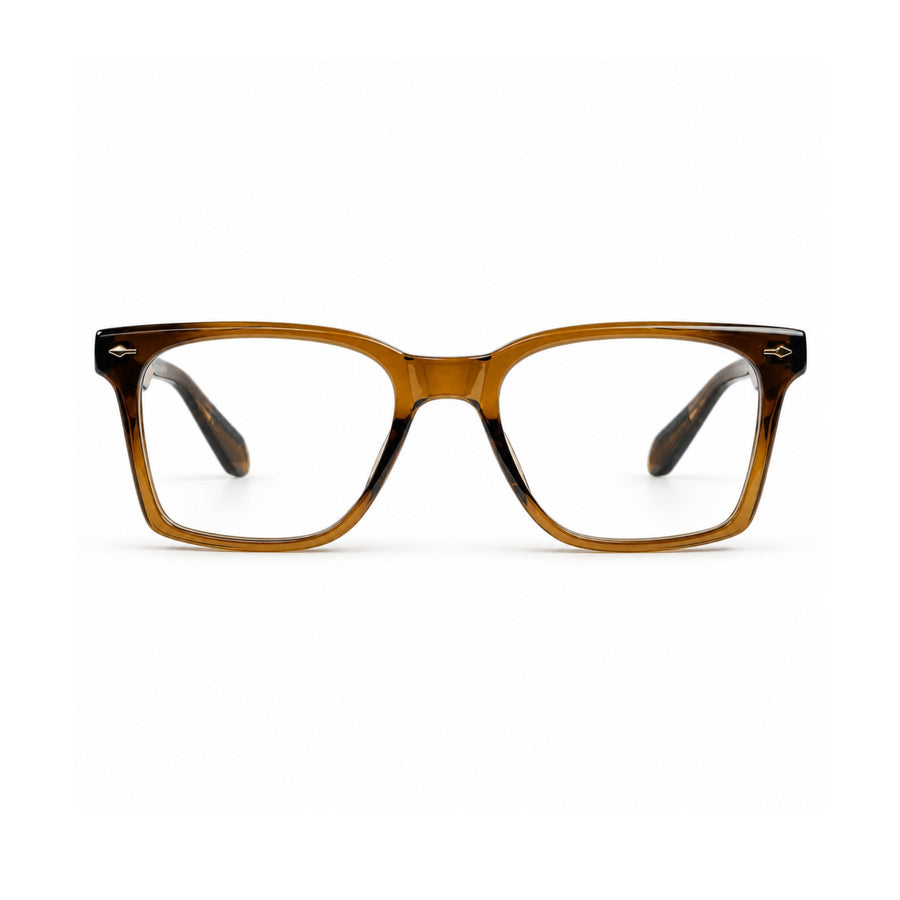 VERLIN 6204 Amber Tortoise rectangle optical frame, front view, 52-19-143 mm