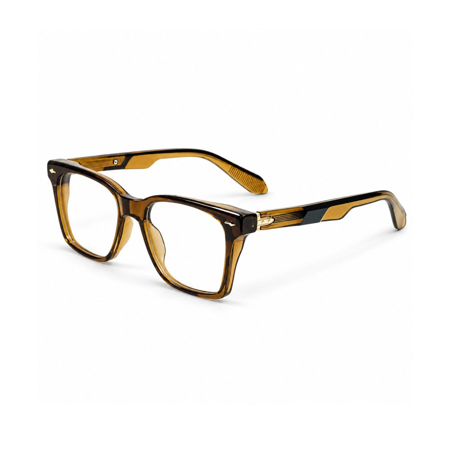 VERLIN 6204 Amber Tortoise rectangle frame, three-quarter view