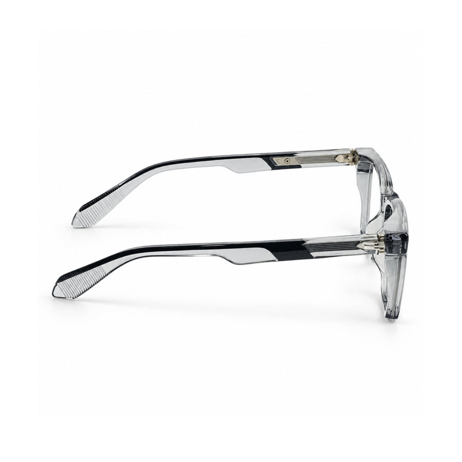VERLIN 6204 Grey Crystal rectangle frame, temple and hinge detail