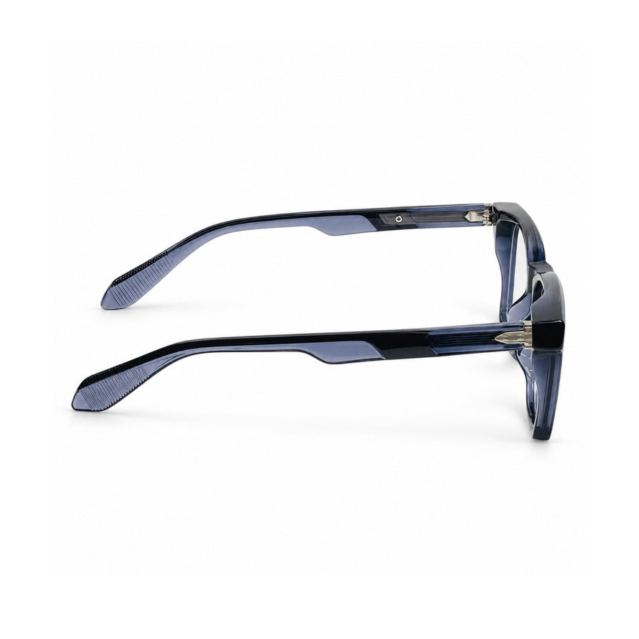 VERLIN 6204 Navy Blue rectangle frame, temple and hinge detail
