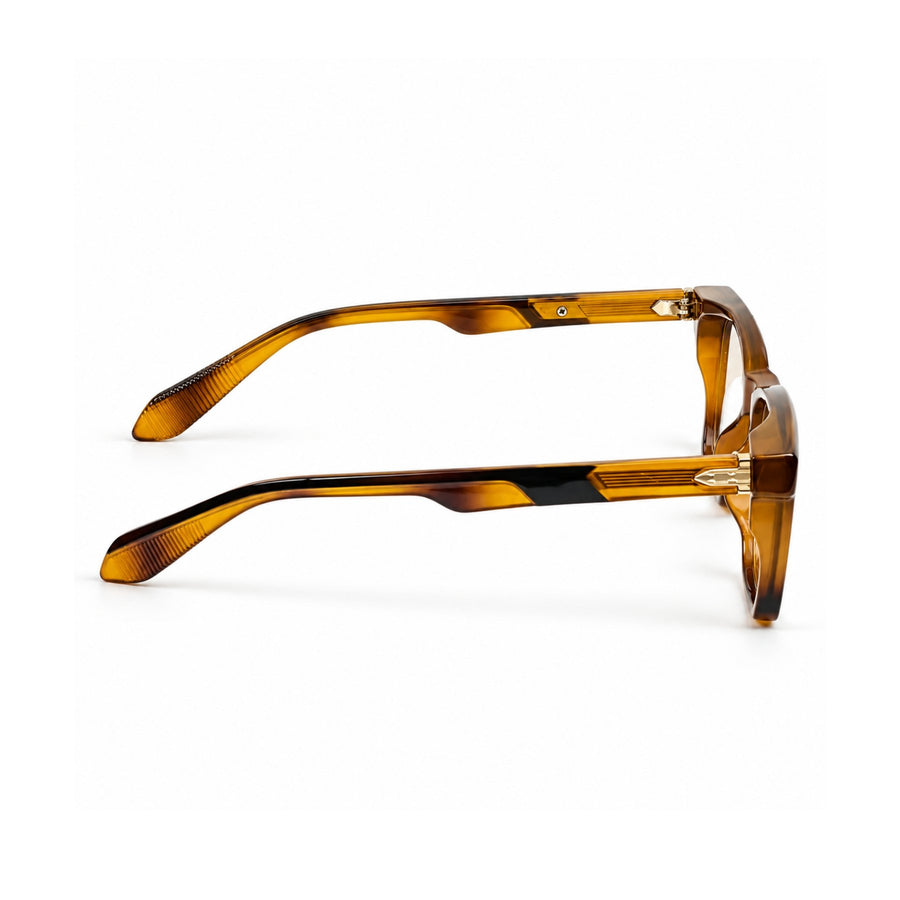 VERLIN 6204 Tortoise rectangle frame, temple and hinge detail