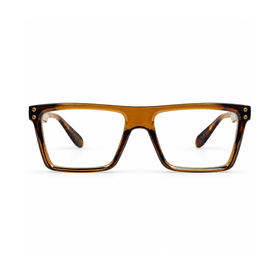 VERLIN 6230 Amber Tortoise flat-top rectangle optical frame, front view, 55-17-146 mm