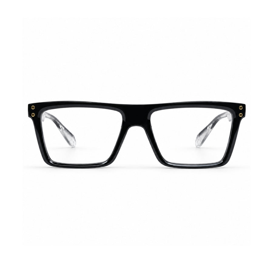 VERLIN 6230 Black Silver flat-top rectangle optical frame, front view, 55-17-146 mm