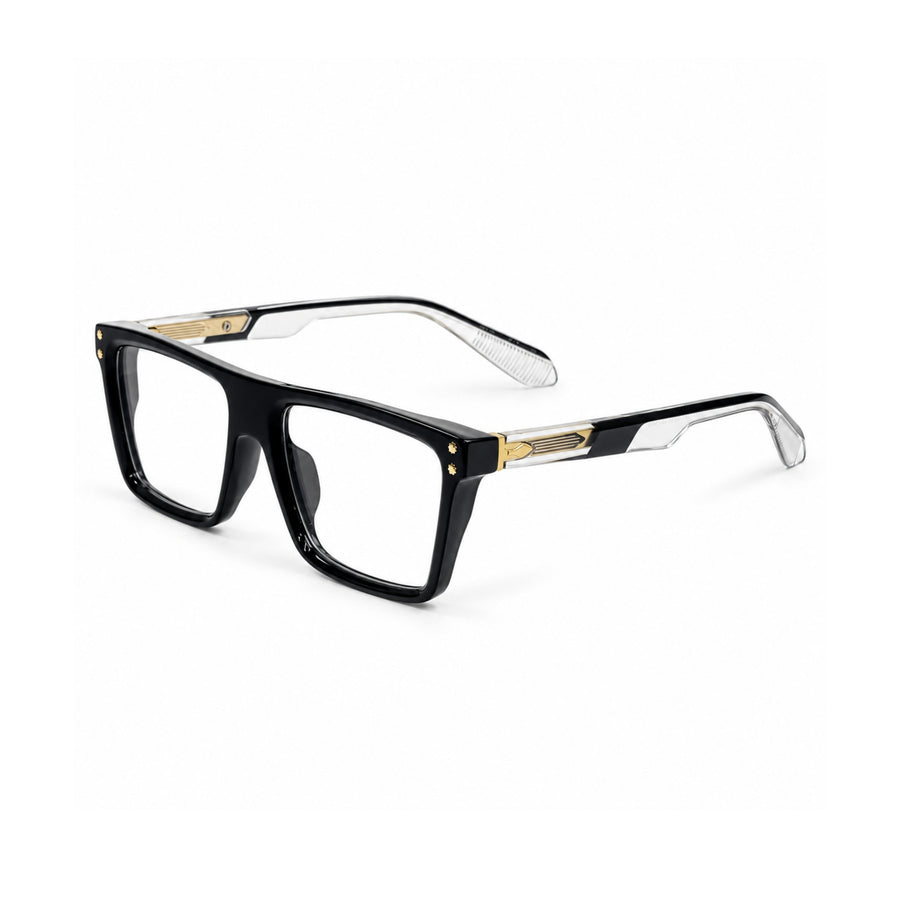 VERLIN 6230 Black Silver flat-top frame, three-quarter view