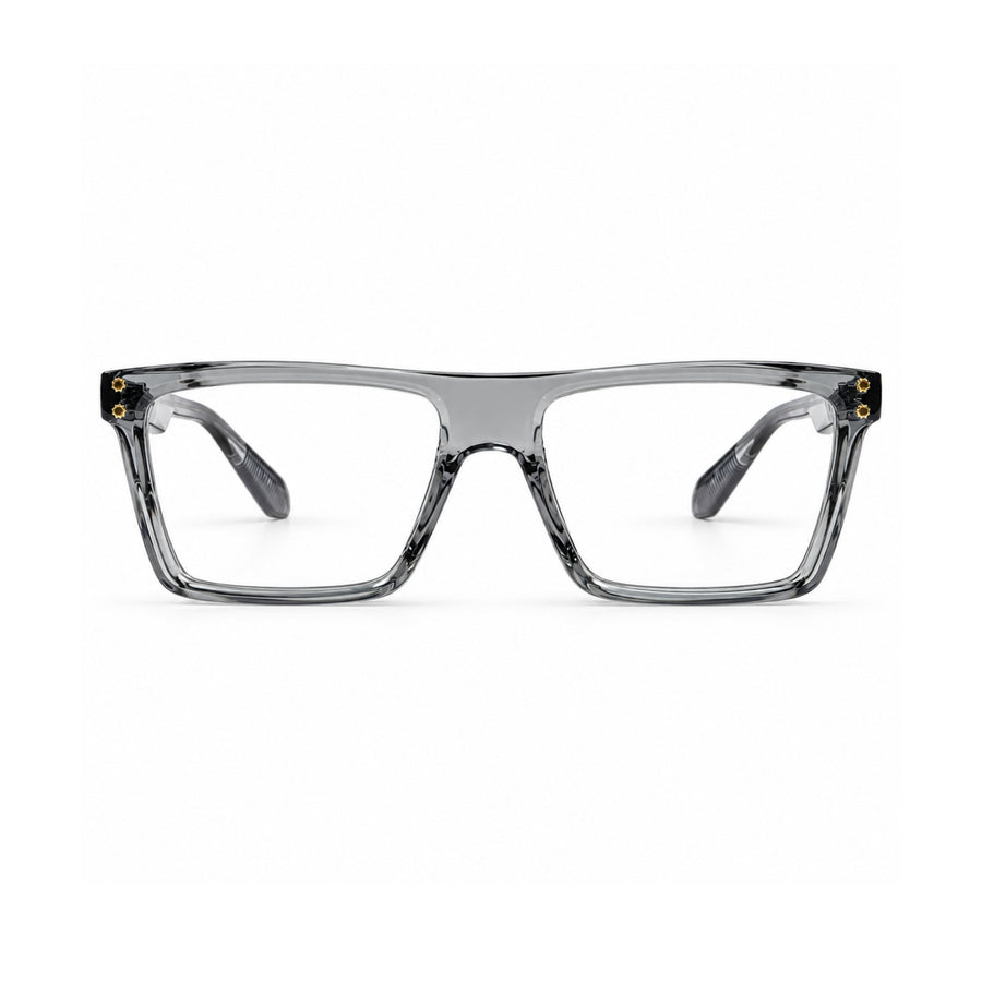 VERLIN 6230 Grey Crystal flat-top rectangle optical frame, front view, 55-17-146 mm
