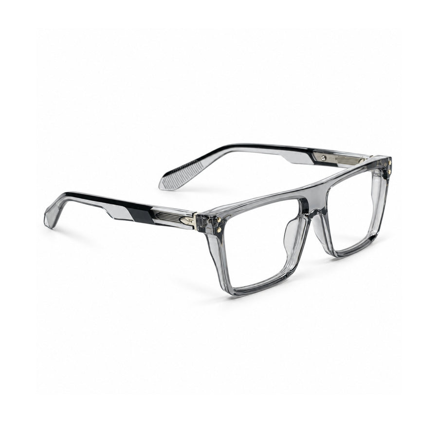 VERLIN 6230 Grey Crystal flat-top frame, angled view