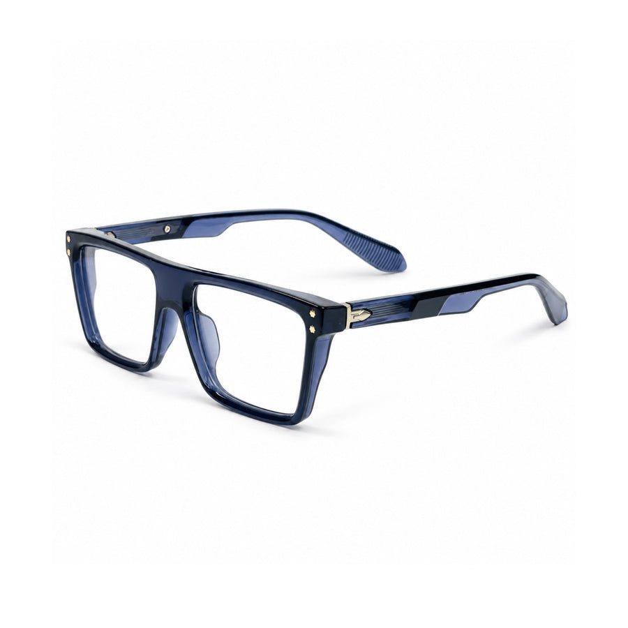 VERLIN 6230 Navy Blue flat-top frame, three-quarter view