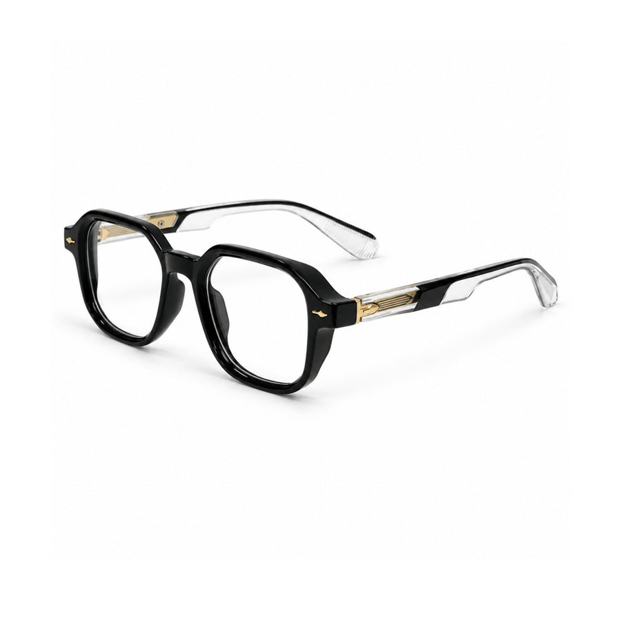 VERLIN 6231 Black geometric frame, three-quarter view