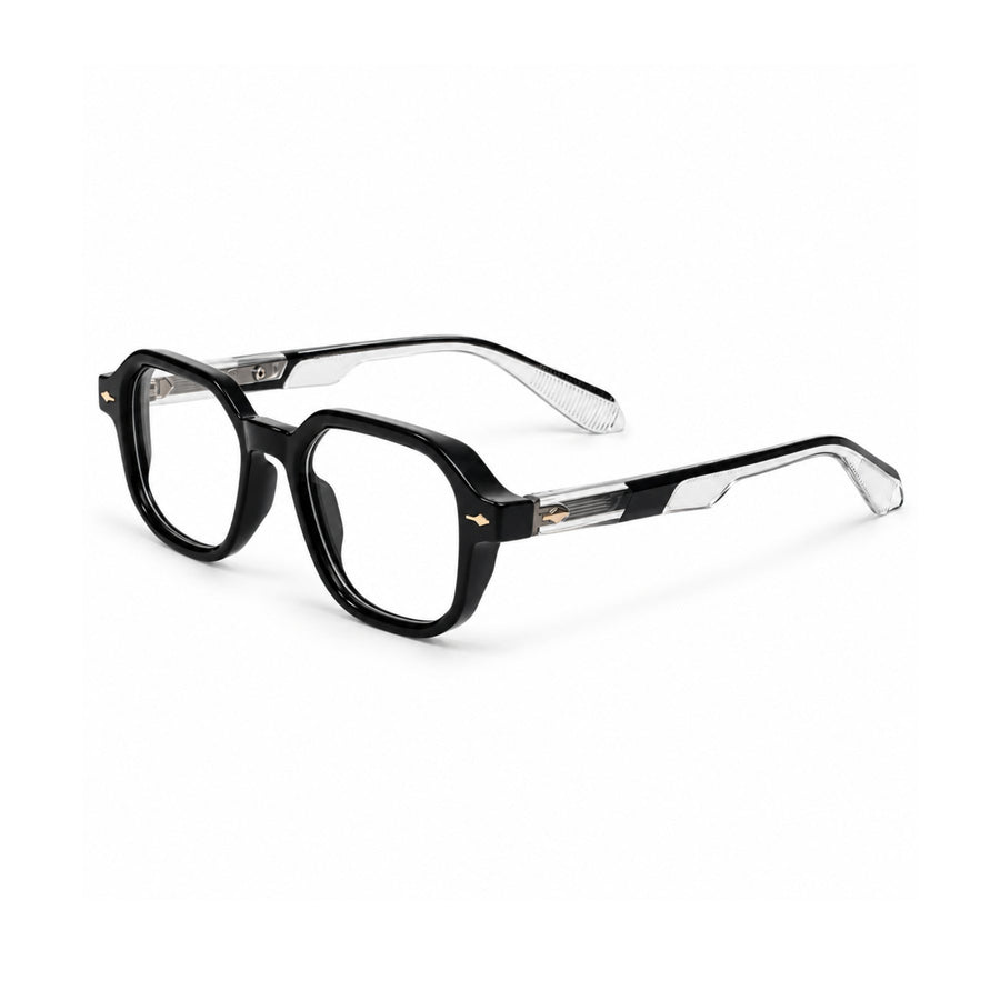 VERLIN 6231 Black Silver geometric frame, three-quarter view