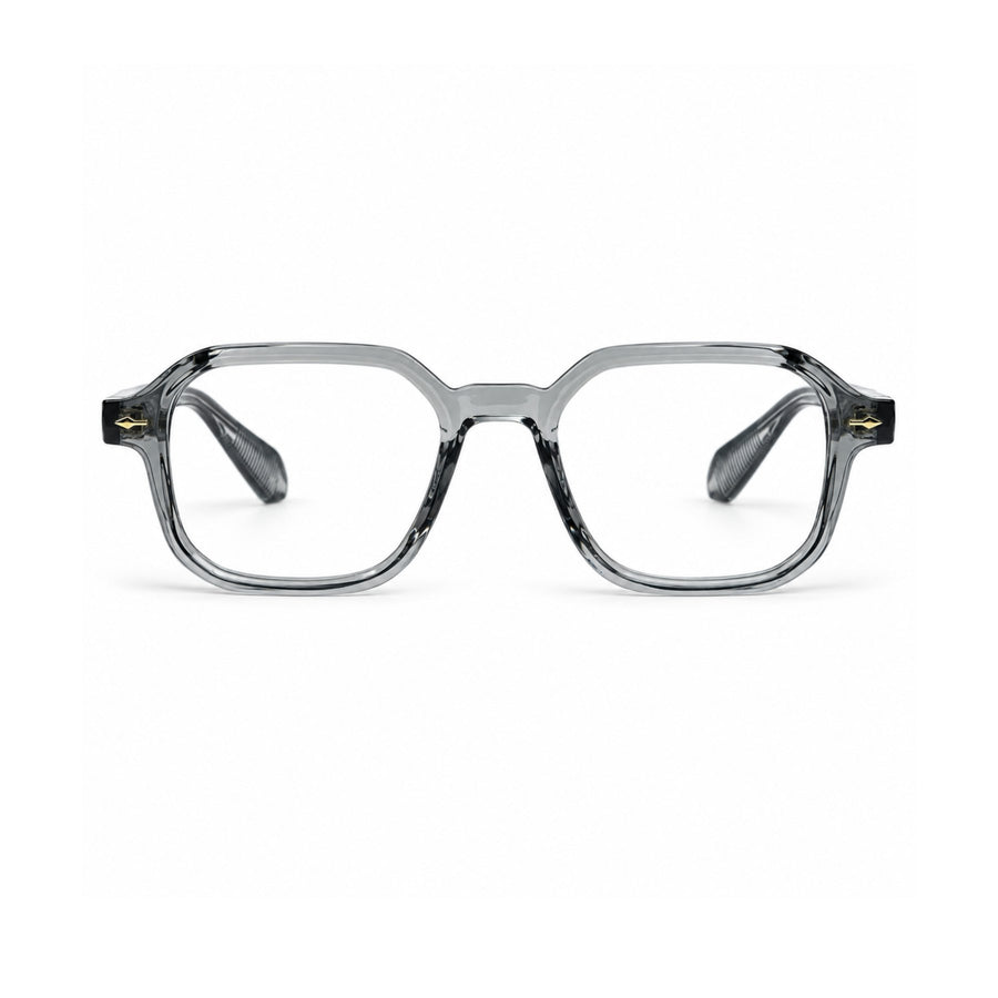 VERLIN 6231 Grey Crystal geometric hexagonal optical frame, front view, 49-20-145 mm