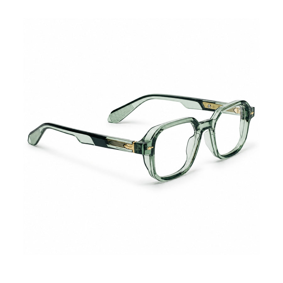 VERLIN 6231 Sage Green geometric frame, angled view