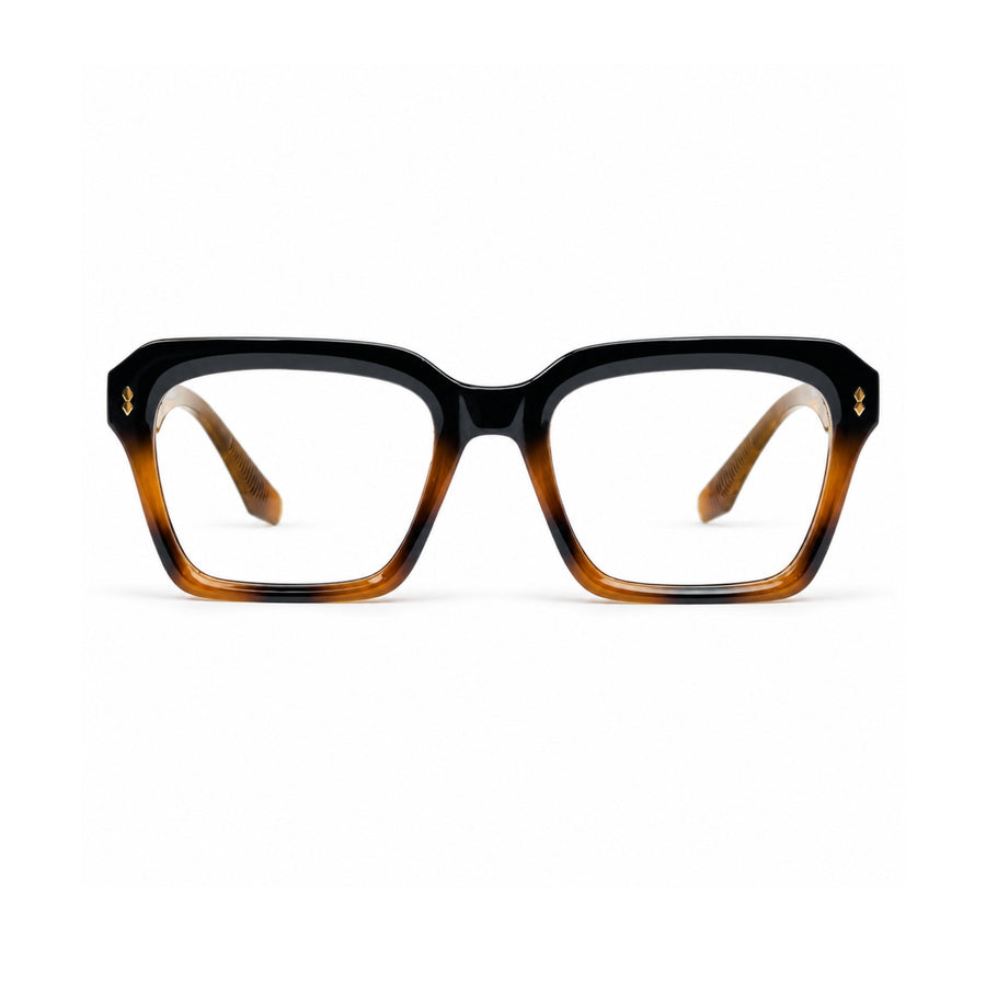 VERLIN 6233 Amber Tortoise bold square optical frame, front view, 52-20-146 mm
