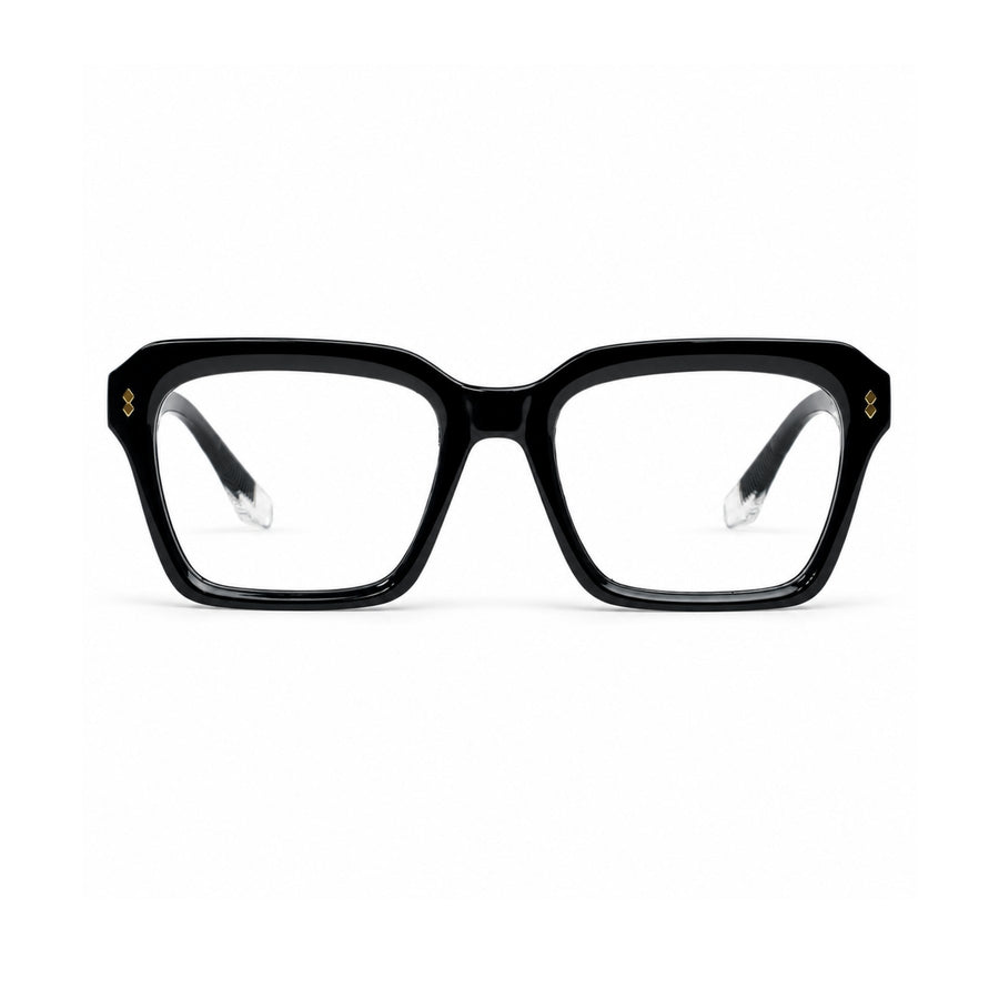 VERLIN 6233 Black bold square optical frame, front view, 52-20-146 mm