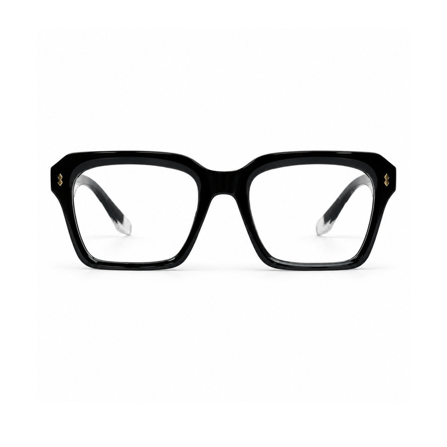 VERLIN 6233 Black Silver bold square optical frame, front view, 52-20-146 mm