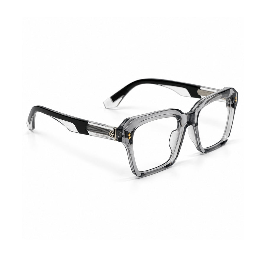 VERLIN 6233 Grey Crystal bold square frame, angled view