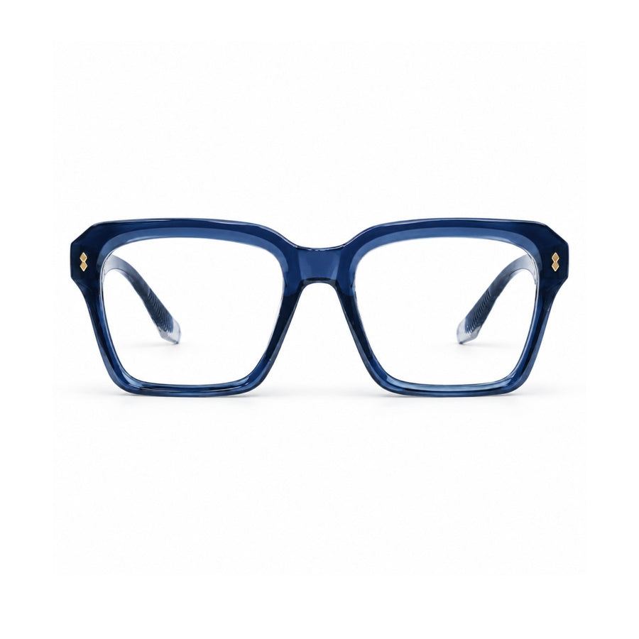 VERLIN 6233 Navy Blue bold square optical frame, front view, 52-20-146 mm