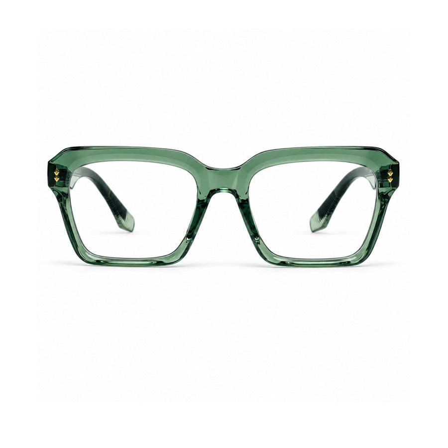 VERLIN 6233 Sage Green bold square optical frame, front view, 52-20-146 mm