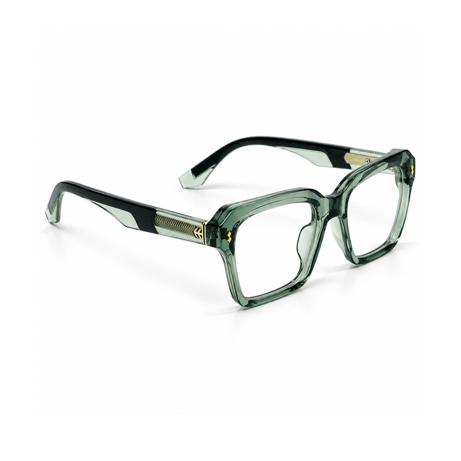 VERLIN 6233 Sage Green bold square frame, angled view