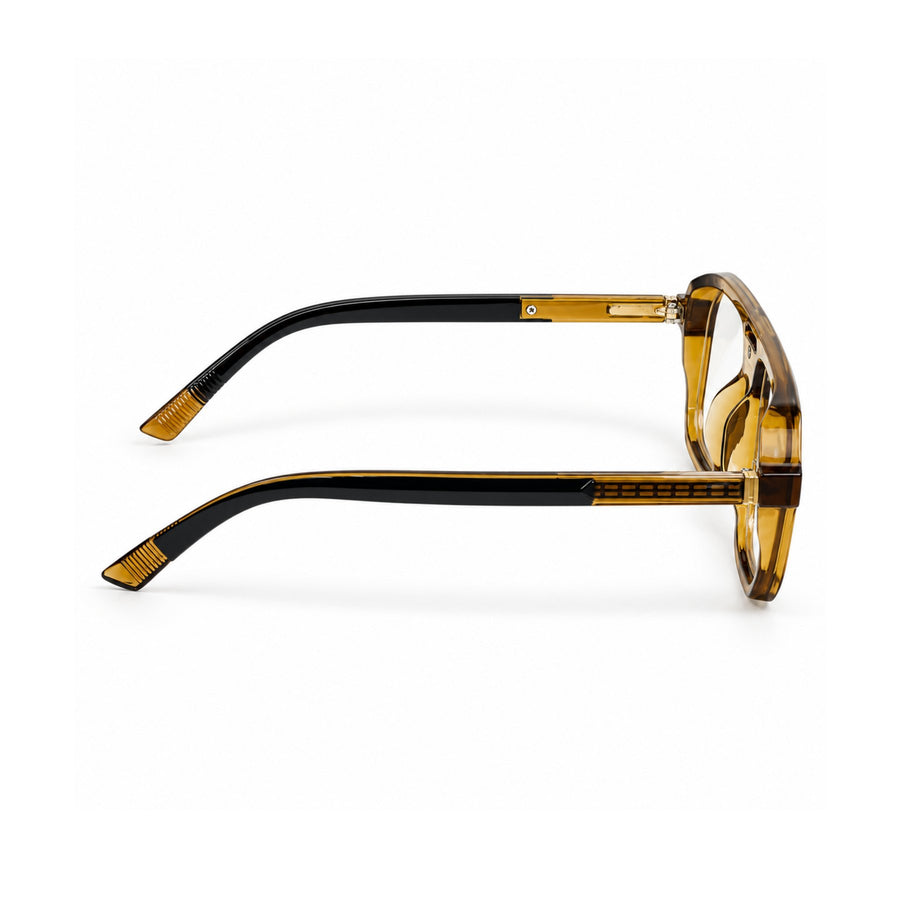 VERLIN 6240 Amber navigator frame, temple and hinge detail
