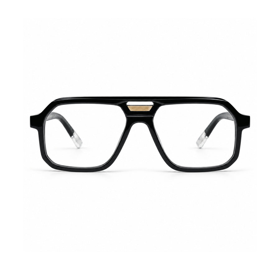 VERLIN 6240 Black Gold navigator optical frame, front view, 54-16-143 mm