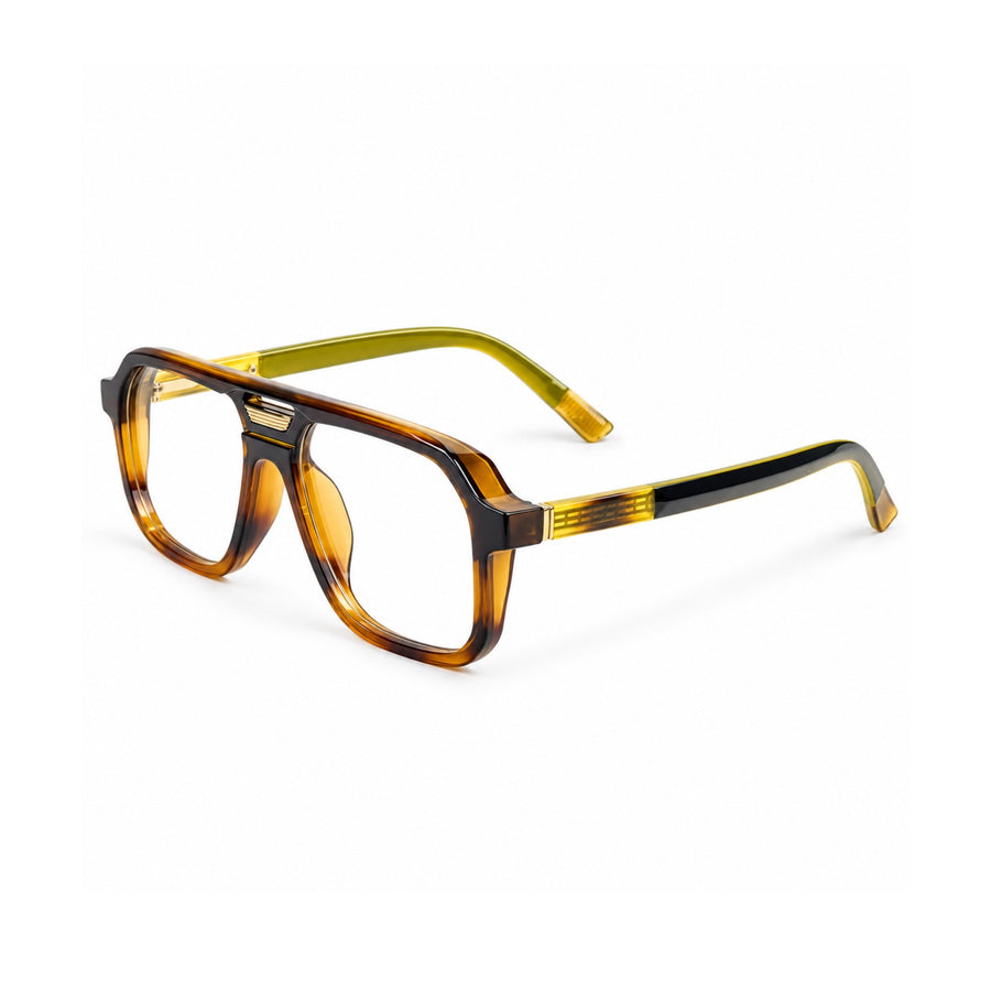 VERLIN 6240 Tortoise Olive navigator frame, three-quarter view