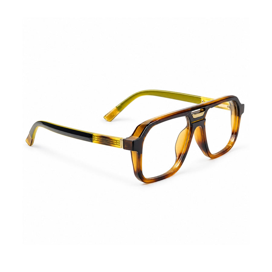 VERLIN 6240 Tortoise Olive navigator frame, angled view