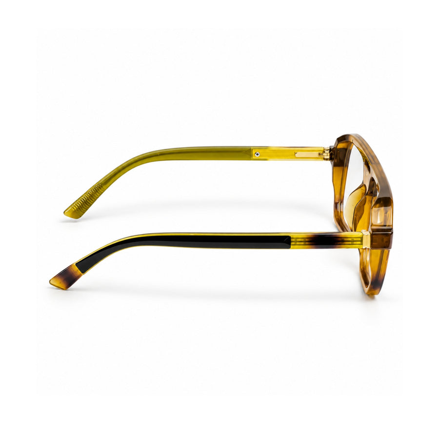 VERLIN 6240 Tortoise Olive navigator frame, temple and hinge detail