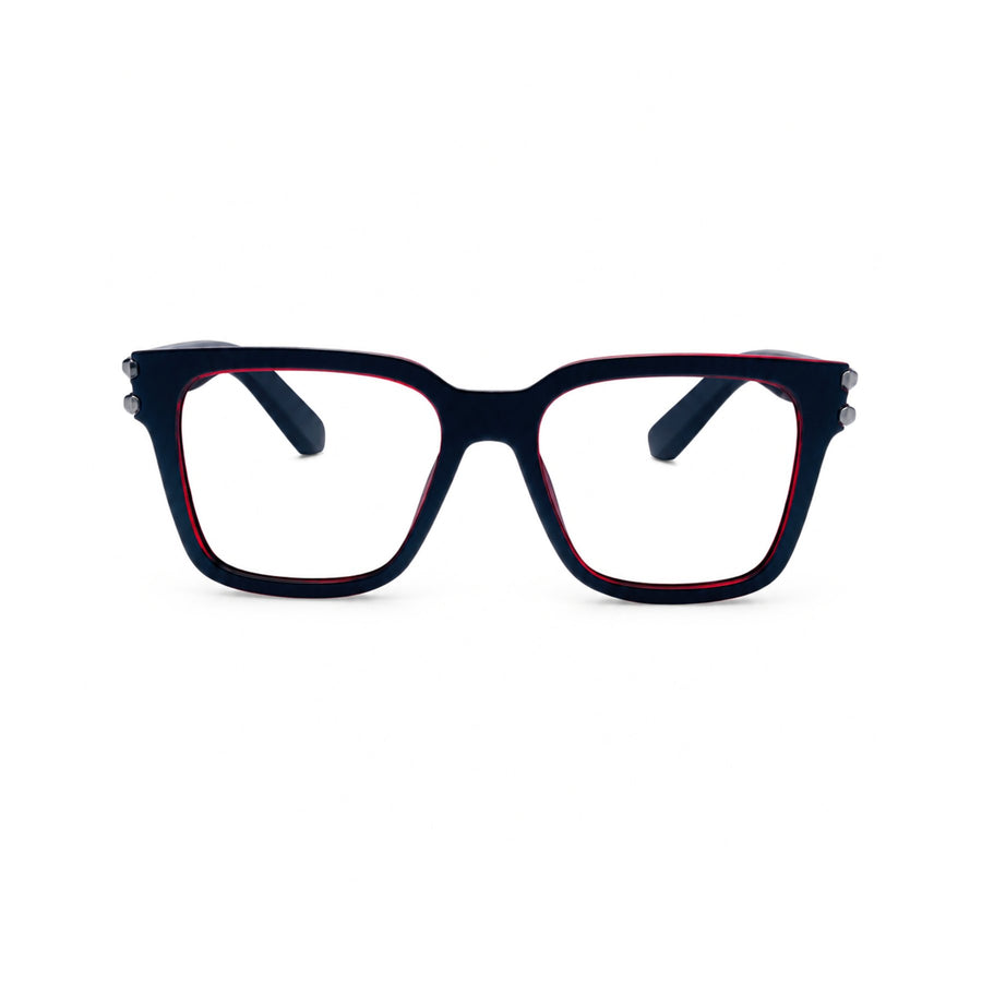 82102 VERLIN Square Computer Glasses in Black Red - front view