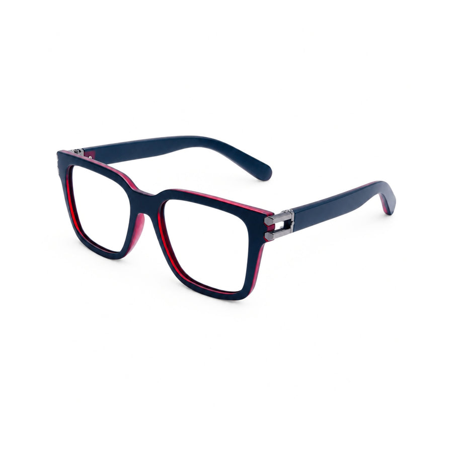 82102 VERLIN Square Computer Glasses in Black Red - three-quarter view