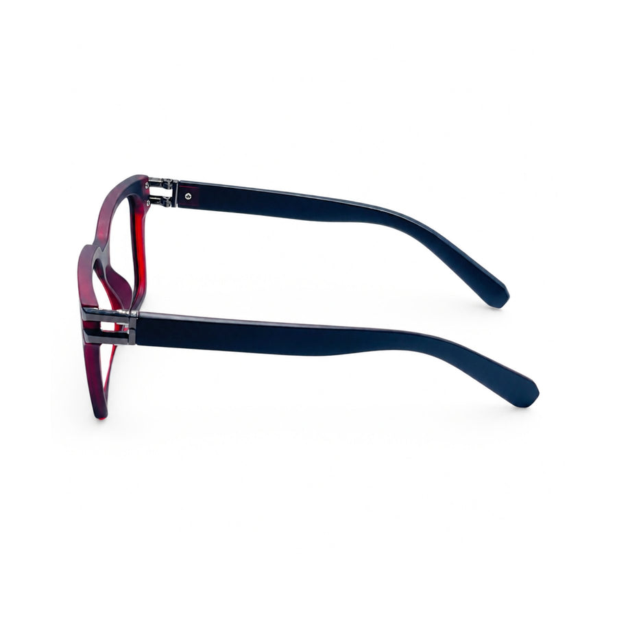 82102 VERLIN Square Computer Glasses in Black Red - temple and side view