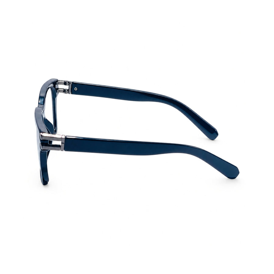 82102 VERLIN Square Computer Glasses in Midnight Blue - temple and side view
