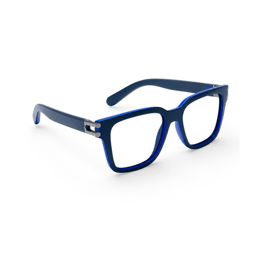 82102 VERLIN Square Computer Glasses in Navy Blue - angled view