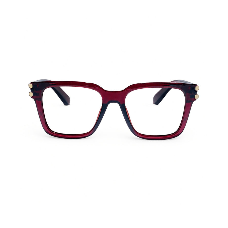82102 VERLIN Square Computer Glasses in Wine Red - front view