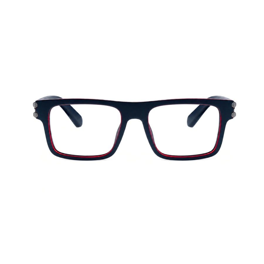 82103 VERLIN Flat-Top Rectangle Computer Glasses in Black Red - front view