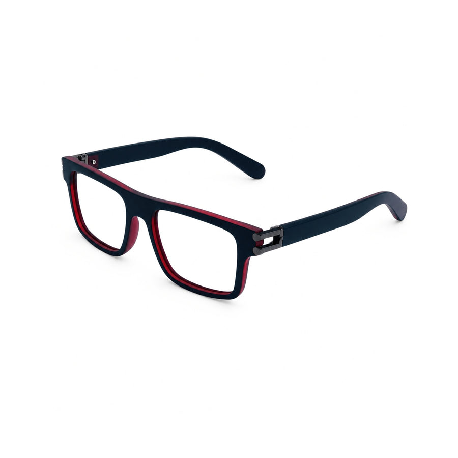 82103 VERLIN Flat-Top Rectangle Computer Glasses in Black Red - three-quarter view