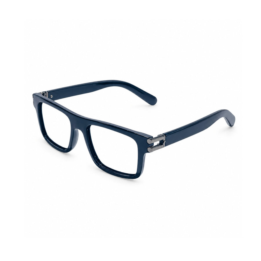 82103 VERLIN Flat-Top Rectangle Computer Glasses in Midnight Blue - three-quarter view