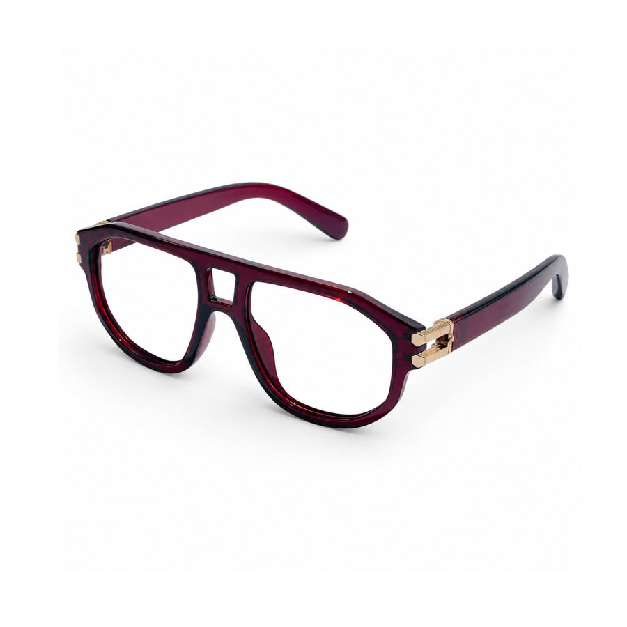 82104 VERLIN Navigator Computer Glasses in Wine Red - three-quarter view