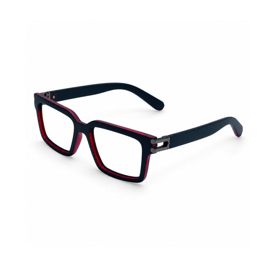 82106 VERLIN Square Computer Glasses in Black Red - three-quarter view