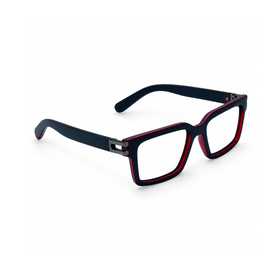 82106 VERLIN Square Computer Glasses in Black Red - angled view