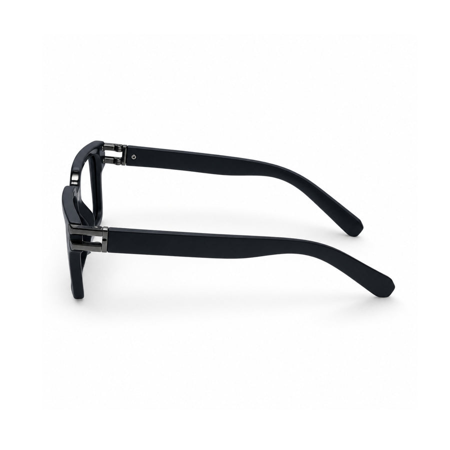82106 VERLIN Square Computer Glasses in Matte Black - temple and side view