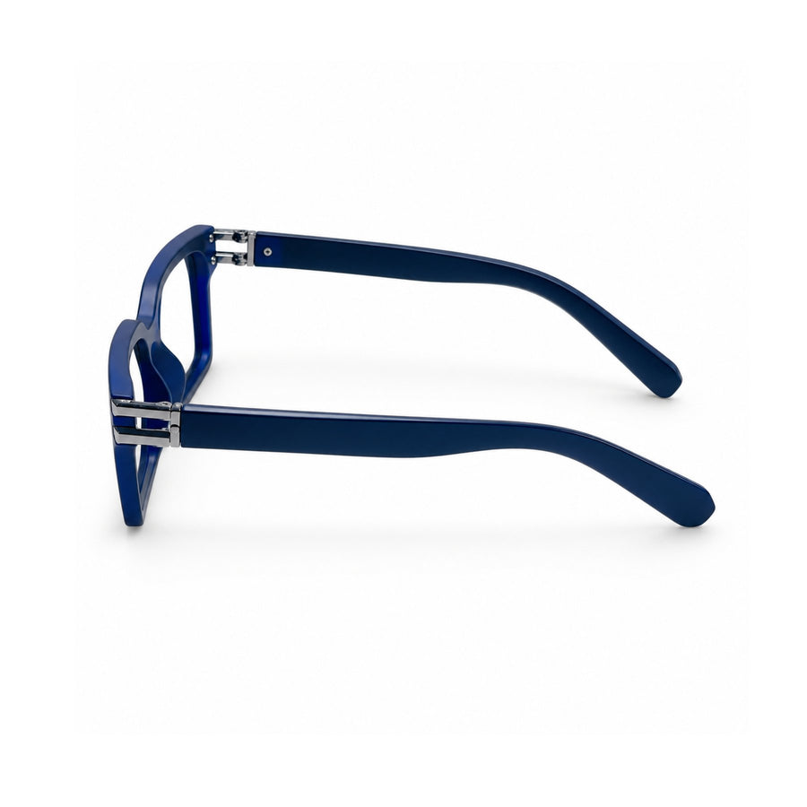 82106 VERLIN Square Computer Glasses in Navy Blue - temple and side view