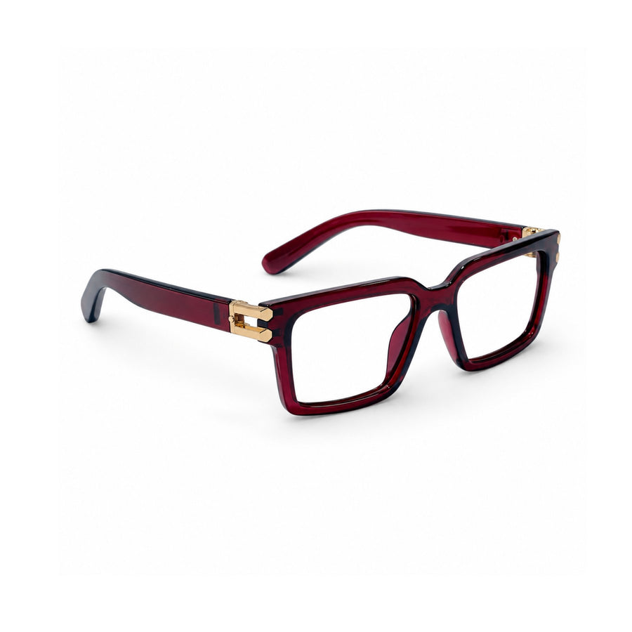 82106 VERLIN Square Computer Glasses in Wine Red - angled view