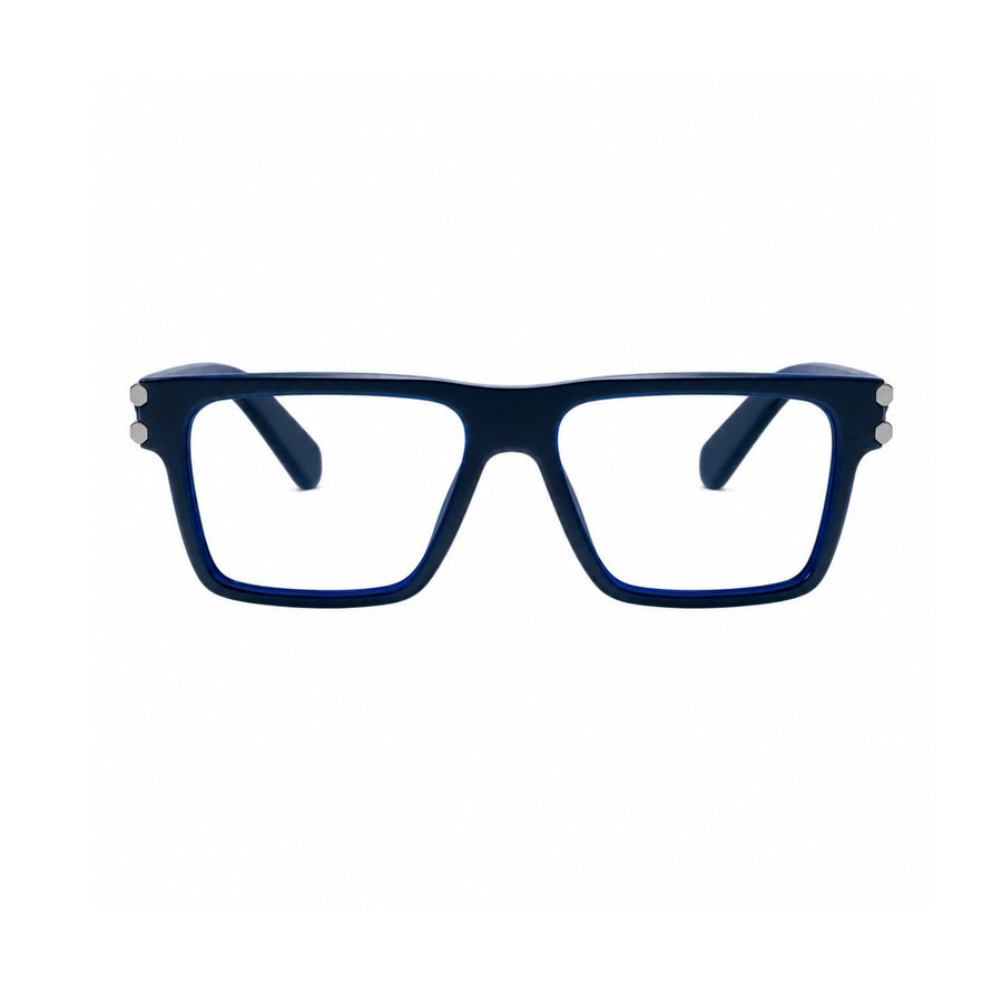 82107 VERLIN Flat-Top Square Computer Glasses in Navy Blue - front view