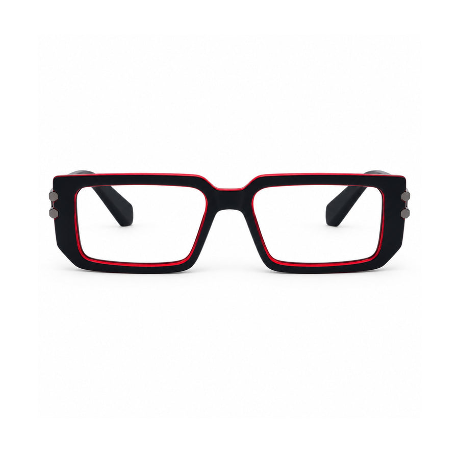 82108 VERLIN Rectangle Computer Glasses in Black Red - front view