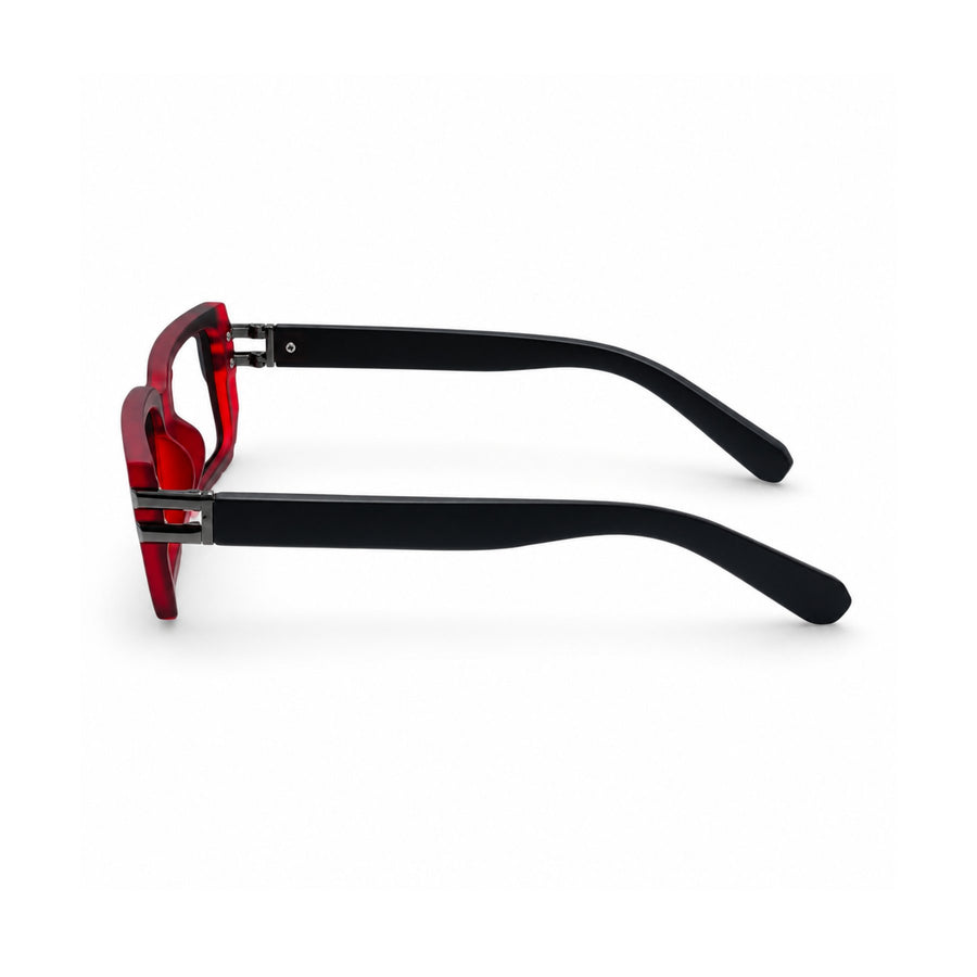 82108 VERLIN Rectangle Computer Glasses in Black Red - temple and side view