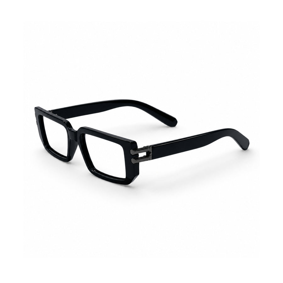 82108 VERLIN Rectangle Computer Glasses in Matte Black - three-quarter view